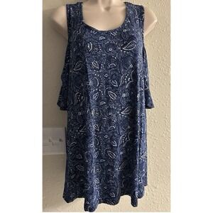 New 2X Westport Open Shoulder Navy Multi Top #1162*15